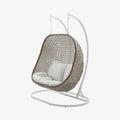 Sillón colgante de jardín 2 plazas de resina trenzada y metal blanco - Moka